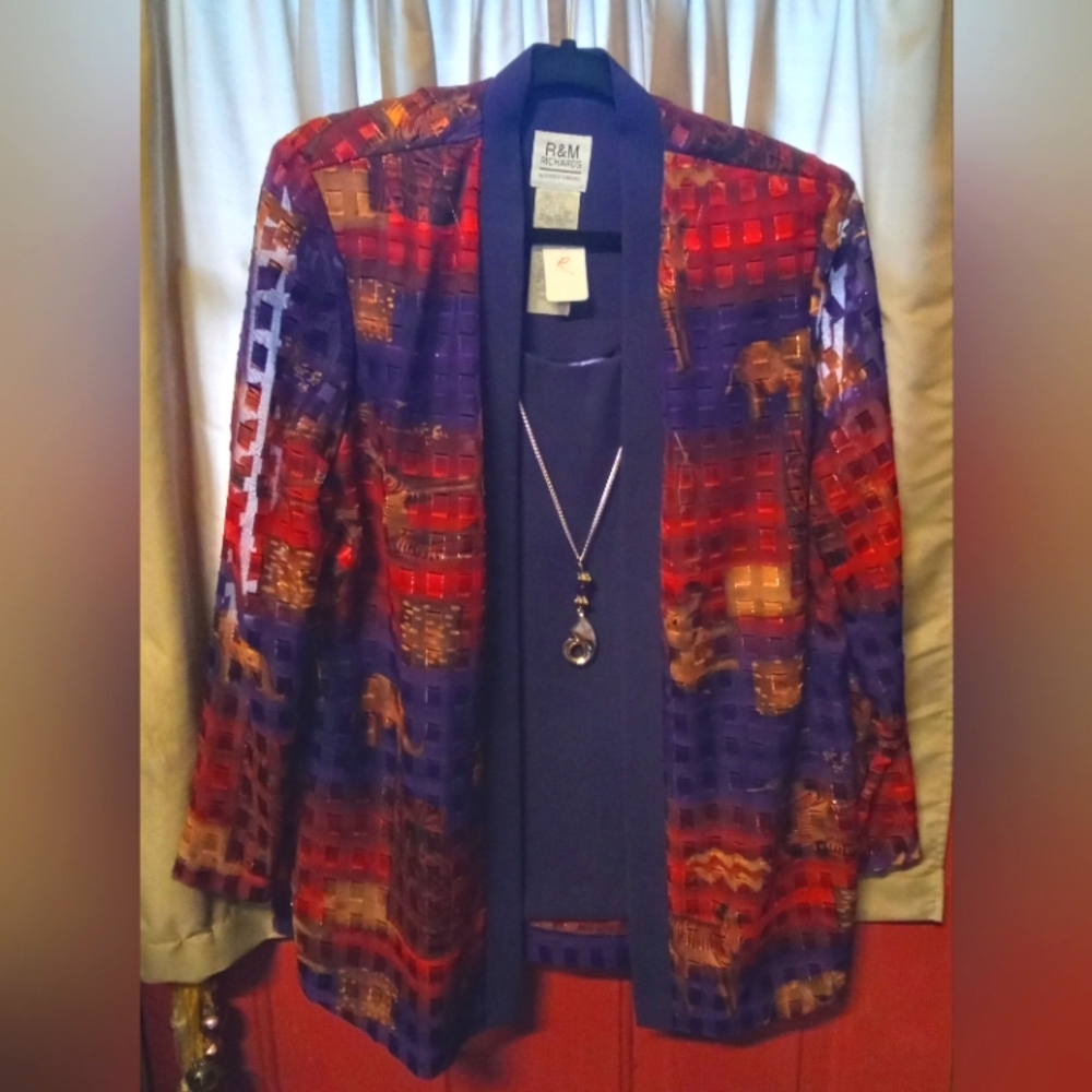R M Richards purple cardigan and tank top set